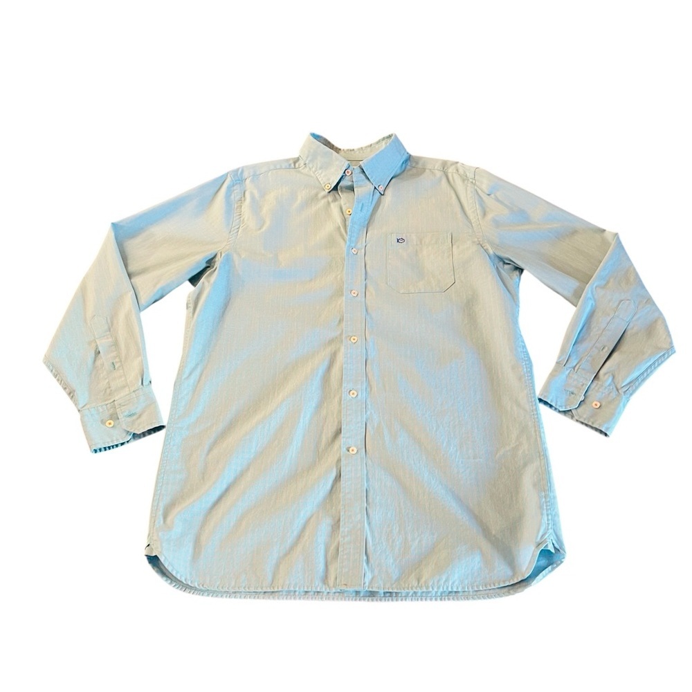 Southern Tide Men’s Light Blue & Orange Casual Button Down Shirt